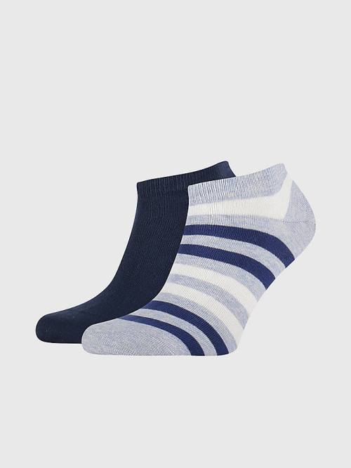 Blue Tommy Hilfiger 2-Pack Stripe Trainer Men\'s Socks | TH280HVE