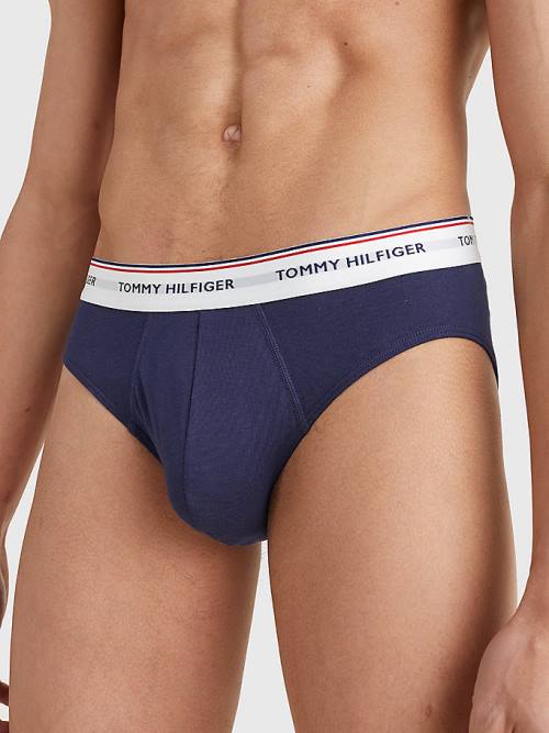 Blue Tommy Hilfiger 3-Pack Cotton Briefs Men's Underwear | TH071YCR