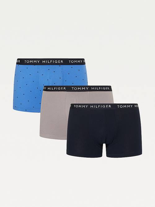 Blue Tommy Hilfiger 3-Pack Essential Recycled Cotton Trunks Men\'s Underwear | TH678SOV