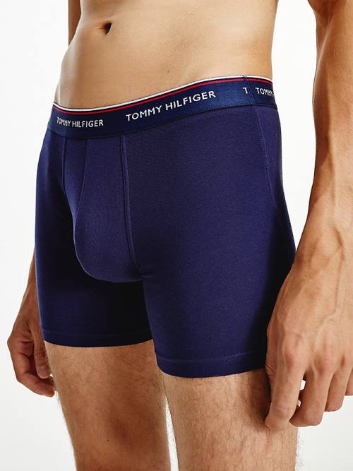 Blue Tommy Hilfiger 3-Pack Stretch Cotton Boxer Shorts Men's Underwear | TH452OSA