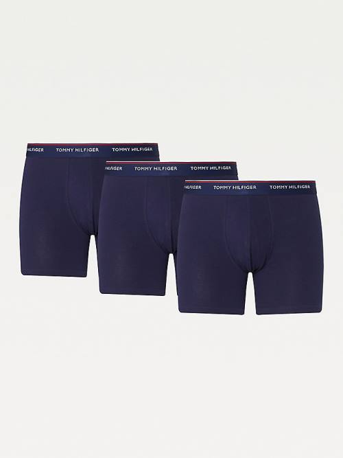 Blue Tommy Hilfiger 3-Pack Stretch Cotton Boxer Shorts Men\'s Underwear | TH452OSA