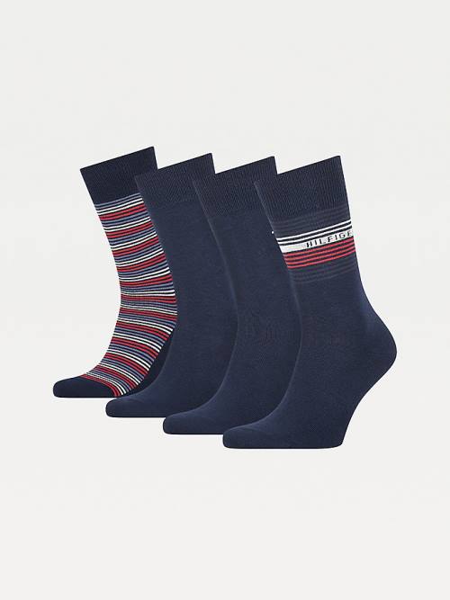 Blue Tommy Hilfiger 4-Pack Gift Box Stripe Men's Socks | TH429SAR