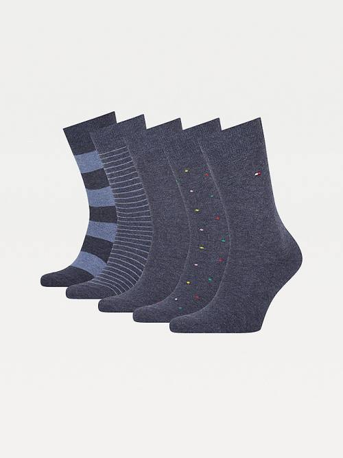 Blue Tommy Hilfiger 5-Pack Gift Box Stripe Dot Men's Socks | TH830YXP