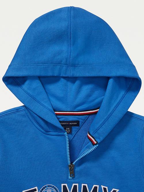 Blue Tommy Hilfiger Adaptive Colour-Blocked Boys' Hoodie | TH792KSQ