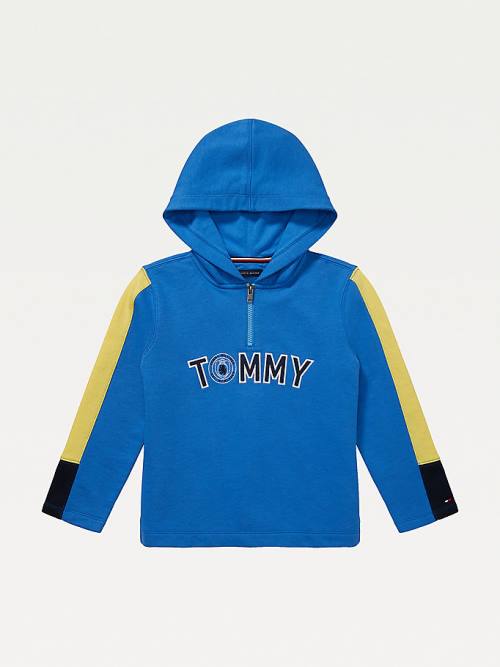 Blue Tommy Hilfiger Adaptive Colour-Blocked Boys\' Hoodie | TH792KSQ