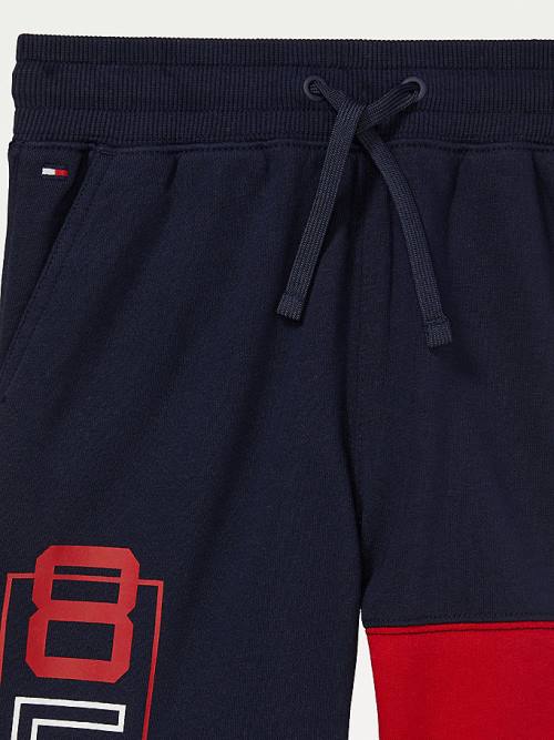 Blue Tommy Hilfiger Adaptive Colour-Blocked Knit Shorts Boys' Pants | TH963ZYV