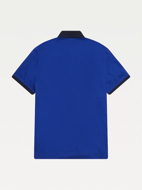 Blue Tommy Hilfiger Adaptive Cotton Flag Custom Fit Men's Polo Shirts | TH968ODN