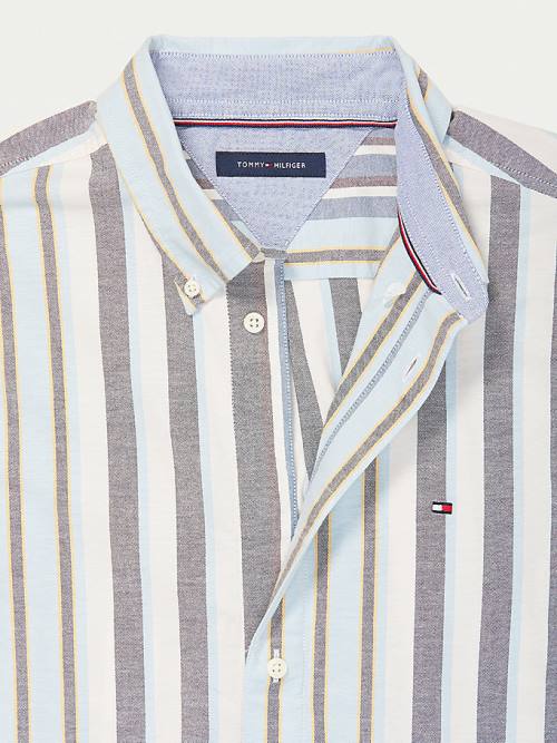 Blue Tommy Hilfiger Adaptive Custom Fit Stripe Men's Shirts | TH403GWS