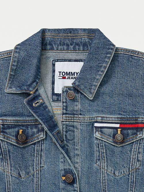 Blue Tommy Hilfiger Adaptive Denim Trucker Women's Jackets | TH324QCL