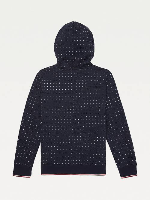 Blue Tommy Hilfiger Adaptive Dot Print Women's Hoodie | TH634SAU