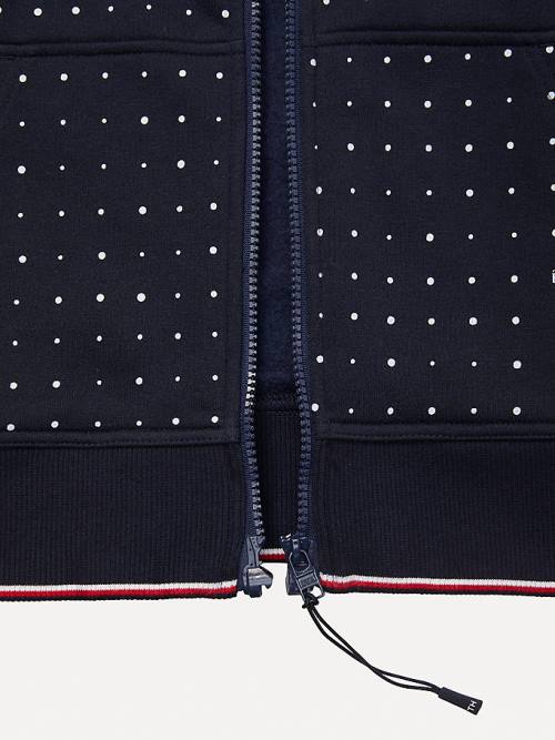 Blue Tommy Hilfiger Adaptive Dot Print Women's Hoodie | TH634SAU