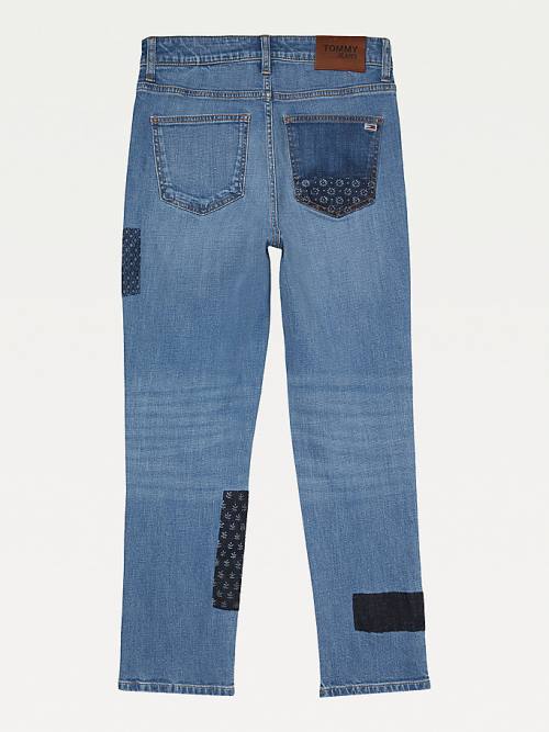 Blue Tommy Hilfiger Adaptive High Rise Straight Patchwork Women's Jeans | TH893AHD