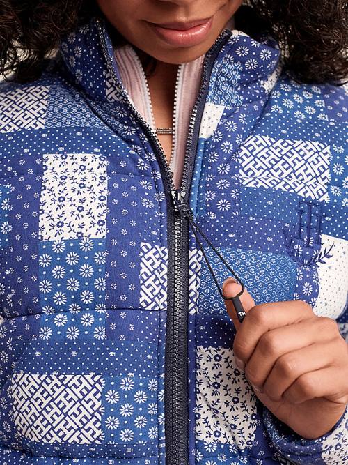 Blue Tommy Hilfiger Adaptive Print Puffer Women's Jackets | TH982HNS