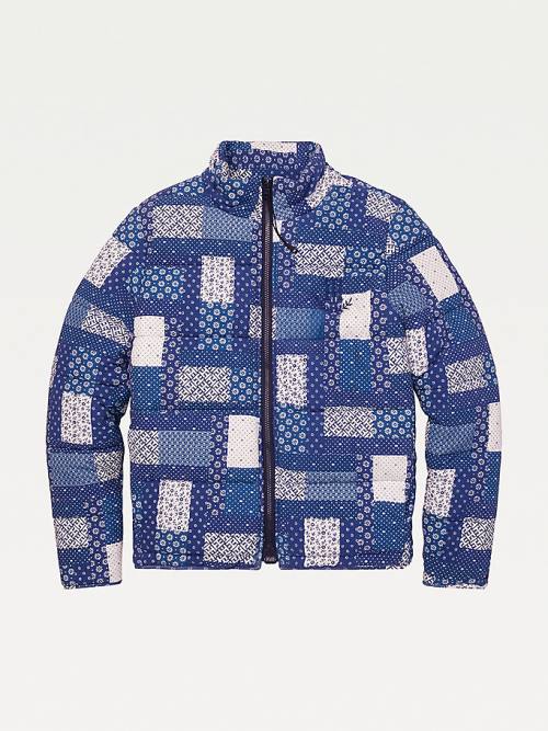 Blue Tommy Hilfiger Adaptive Print Puffer Women's Jackets | TH982HNS