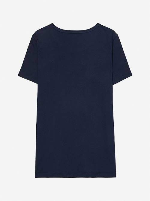 Blue Tommy Hilfiger Adaptive Pure Cotton Logo Women's T Shirts | TH026VBF