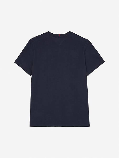 Blue Tommy Hilfiger Adaptive Pure Cotton Logo Men's T Shirts | TH093CHY