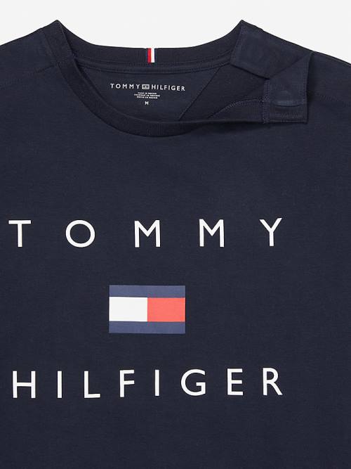 Blue Tommy Hilfiger Adaptive Pure Cotton Logo Men's T Shirts | TH093CHY