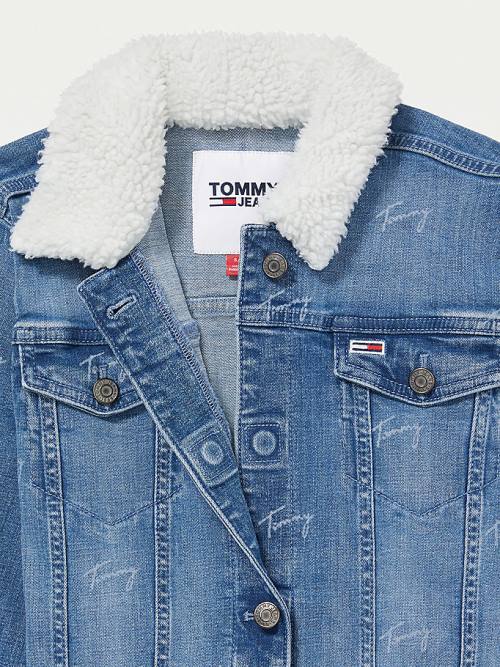 Blue Tommy Hilfiger Adaptive Sherpa Trucker Women's Jackets | TH253OEP