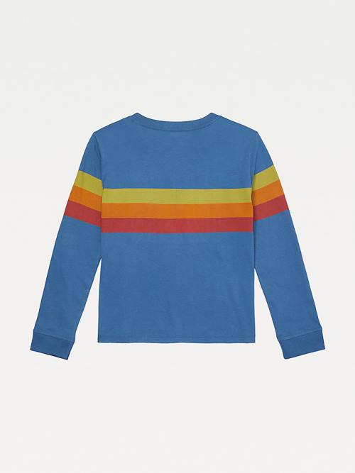 Blue Tommy Hilfiger Adaptive Stripe Logo Long Sleeve Boys' T Shirts | TH395OLW