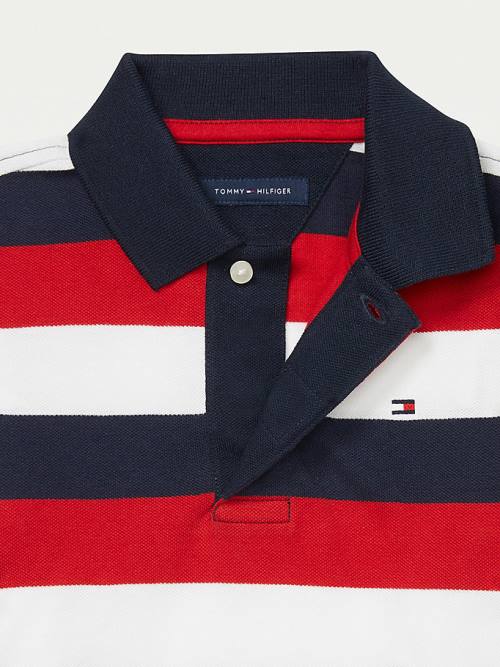 Blue Tommy Hilfiger Adaptive Stripe Polo Boys' T Shirts | TH124MDE