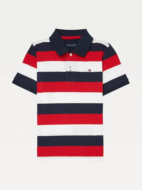 Blue Tommy Hilfiger Adaptive Stripe Polo Boys\' T Shirts | TH124MDE