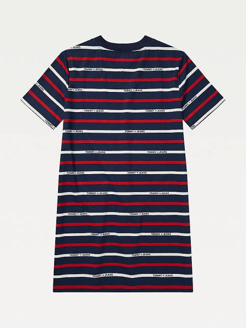 Blue Tommy Hilfiger Adaptive Stripe Print Women's Dress | TH806KNY