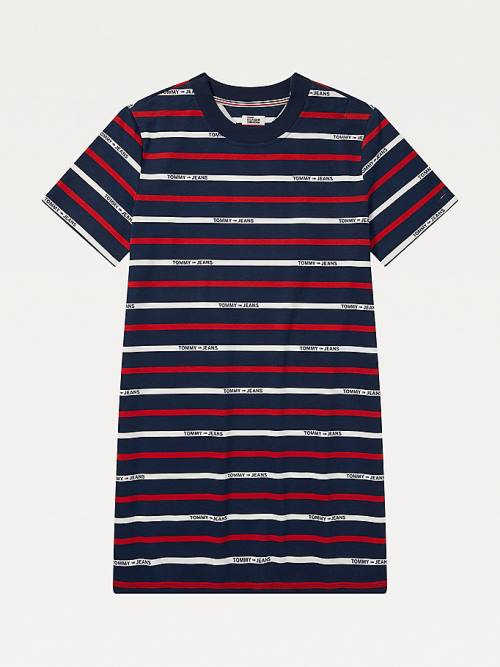 Blue Tommy Hilfiger Adaptive Stripe Print Women\'s Dress | TH806KNY