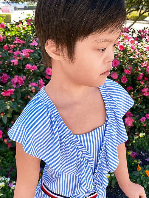 Blue Tommy Hilfiger Adaptive Stripe Sleeveless Girls' Dress | TH830FOH