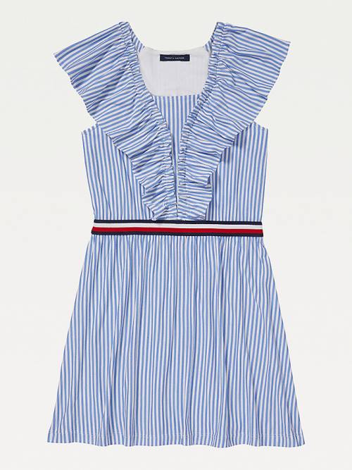 Blue Tommy Hilfiger Adaptive Stripe Sleeveless Girls' Dress | TH830FOH