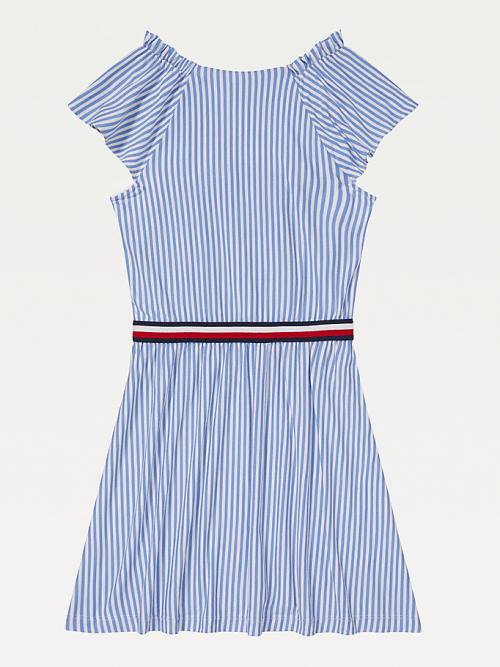 Blue Tommy Hilfiger Adaptive Stripe Sleeveless Girls' Dress | TH830FOH