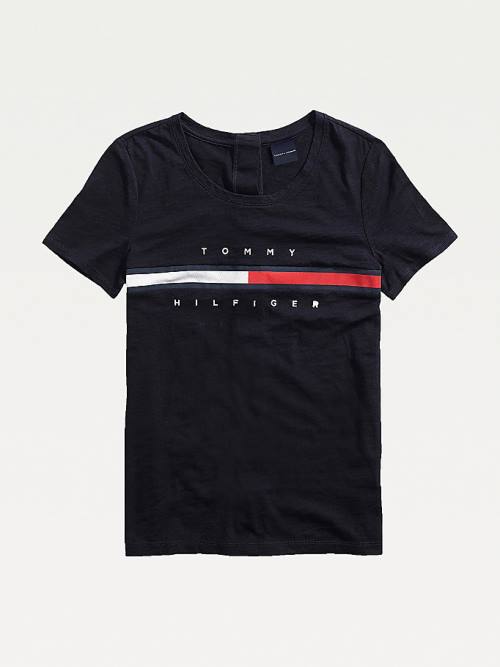 Blue Tommy Hilfiger Adaptive Stripe Women\'s T Shirts | TH268TFM