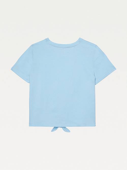 Blue Tommy Hilfiger Adaptive Tie-Front Girls' T Shirts | TH096XWJ