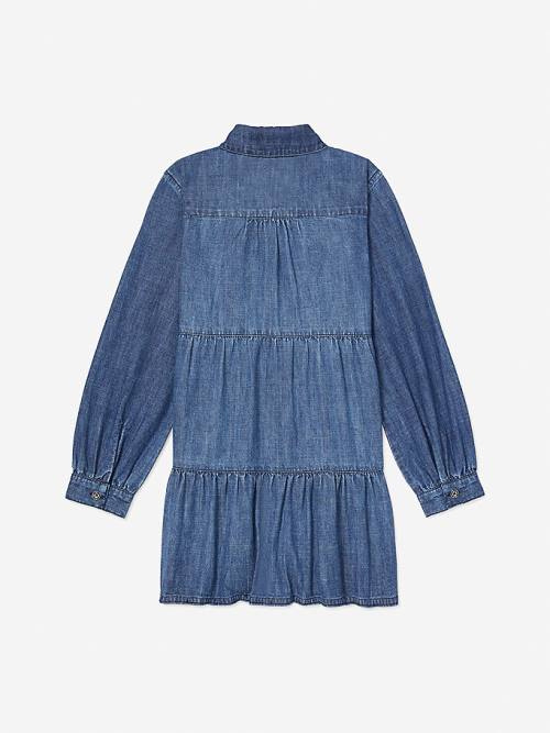 Blue Tommy Hilfiger Adaptive Tiered Denim Girls' Dress | TH203SLO