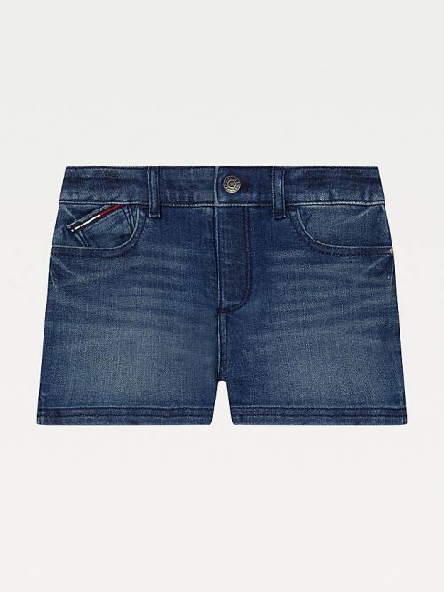 Blue Tommy Hilfiger Adaptive Washed Denim Girls' Shorts | TH425EKU