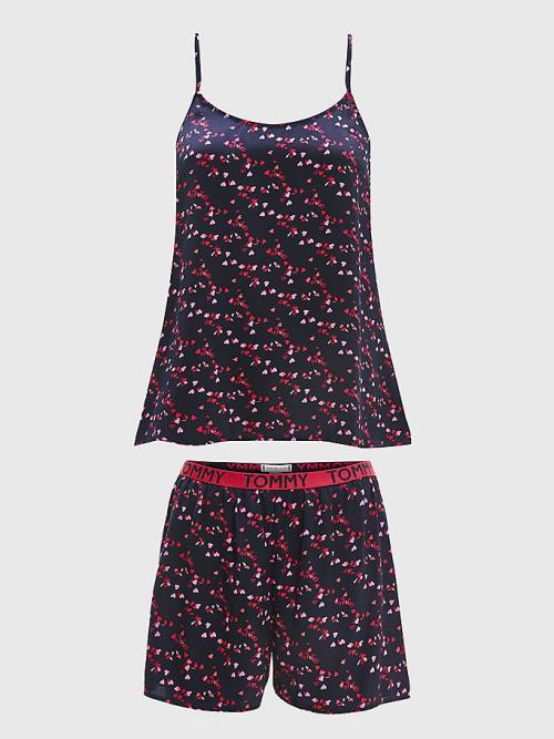 Blue Tommy Hilfiger All Over Print Cami And Shorts Set Women's Pyjamas | TH134VHN