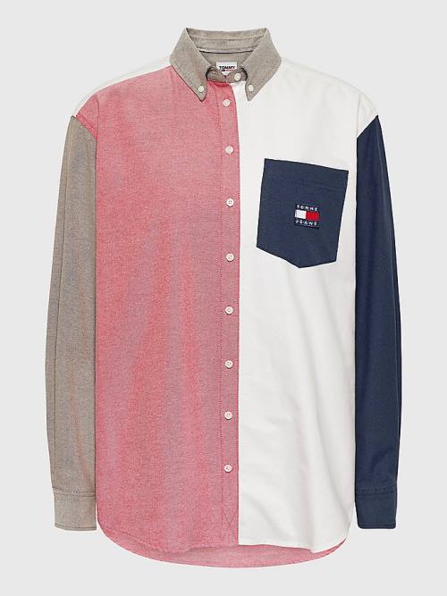 Blue Tommy Hilfiger Archive Colour-Blocked Overshirt Women's Shirts | TH894JQP