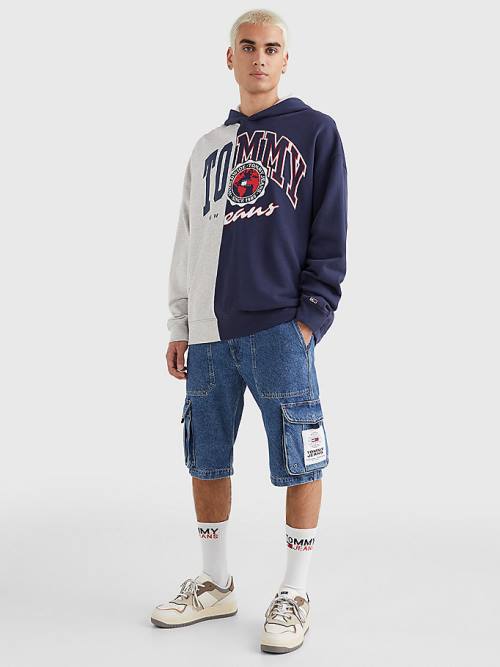 Blue Tommy Hilfiger Archive Organic Cotton Logo Men's Hoodie | TH305SAM