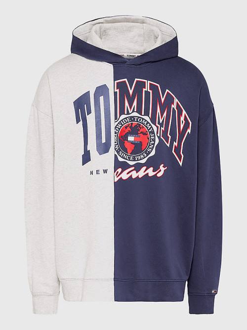 Blue Tommy Hilfiger Archive Organic Cotton Logo Men's Hoodie | TH305SAM