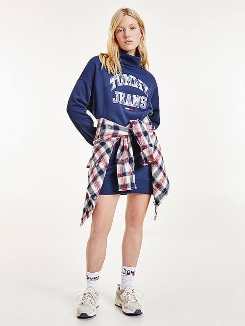 Blue Tommy Hilfiger Argyle Logo Sweater Women\'s Dress | TH428EQO