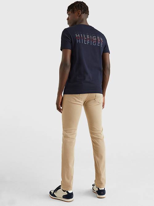 Blue Tommy Hilfiger Back Logo Men's T Shirts | TH703TKL