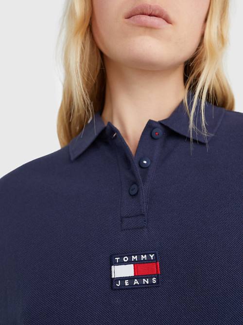 Blue Tommy Hilfiger Badge Oversized Polo Women's Dress | TH352NTC