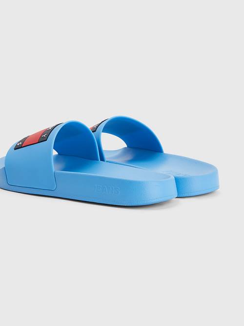 Blue Tommy Hilfiger Badge Slides Women's Sandals | TH318MIT