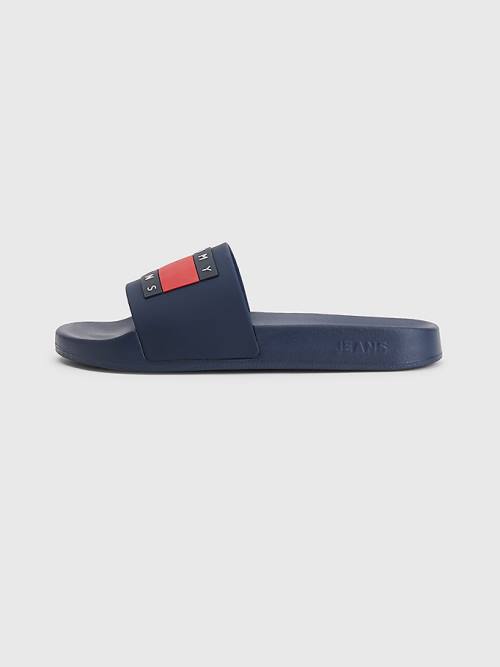 Blue Tommy Hilfiger Badge Slides Women's Sandals | TH608AYT