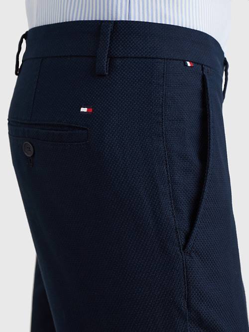 Blue Tommy Hilfiger Bleecker Basket Weave Slim Fit Chinos Men's Pants | TH032FUS