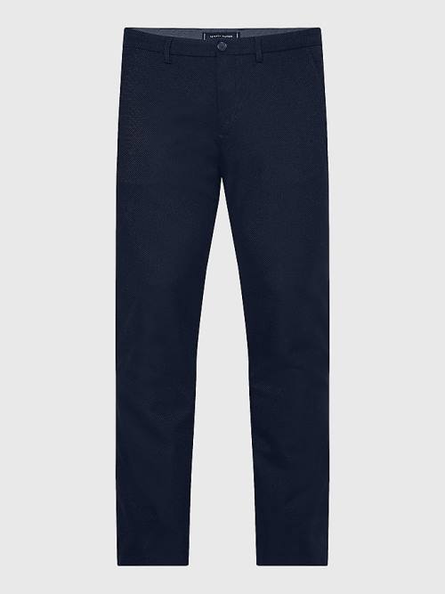 Blue Tommy Hilfiger Bleecker Basket Weave Slim Fit Chinos Men's Pants | TH032FUS