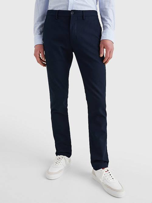 Blue Tommy Hilfiger Bleecker Basket Weave Slim Fit Chinos Men\'s Pants | TH032FUS