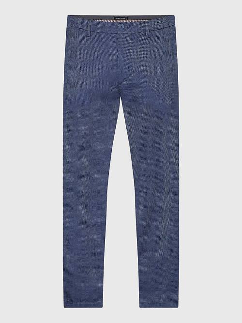 Blue Tommy Hilfiger Bleecker Basket Weave Slim Fit Chinos Men's Pants | TH385LUC