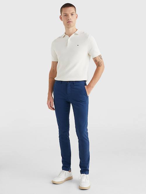 Blue Tommy Hilfiger Bleecker Satin Slim Fit Chinos Men's Pants | TH316TQU