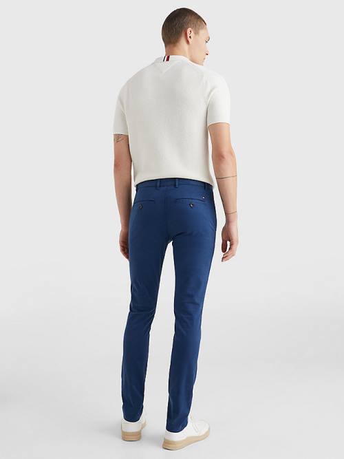 Blue Tommy Hilfiger Bleecker Satin Slim Fit Chinos Men's Pants | TH316TQU