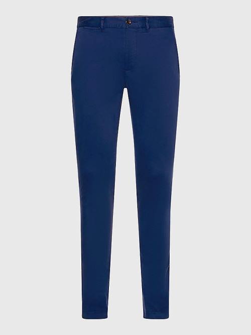 Blue Tommy Hilfiger Bleecker Satin Slim Fit Chinos Men's Pants | TH316TQU